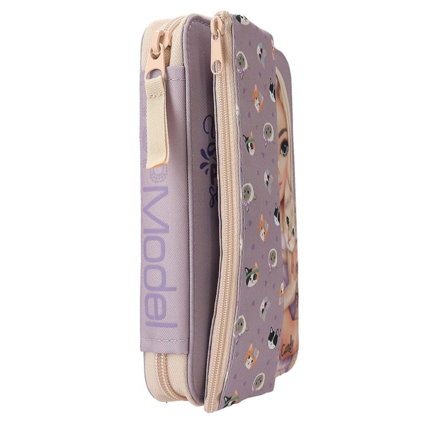 Single-layer pencil case with accessories and Kitty & Doggy pocket