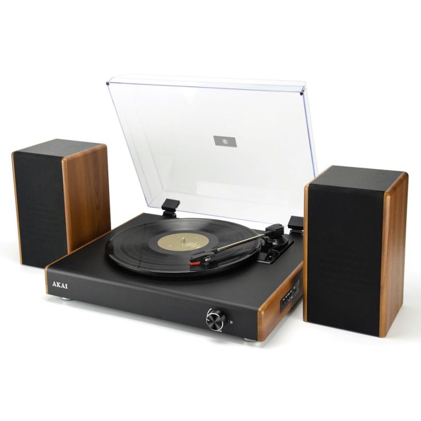 AKAI ATT-240SP black-wood turntable with speakers