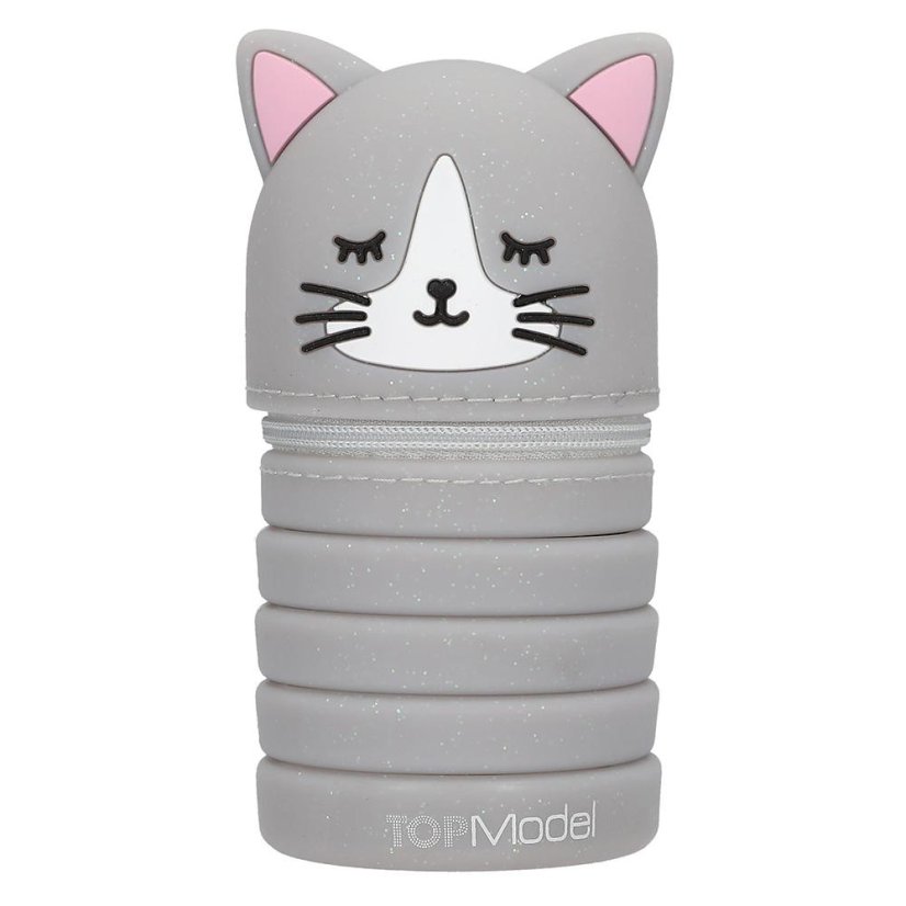 Top Model Silicone Pencil Case – Blooming Kitty Gray Cat