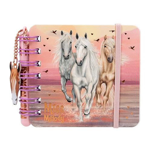 Miss Melody notebook, three horses, sunset