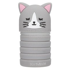 Silikon-Stifteetui Top Model – graue Katze Blooming Kitty