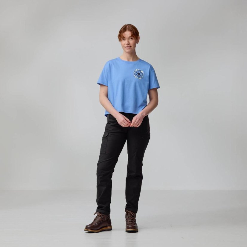 Dámské tričko Fjällräven Fjällblomster Logo T-shirt W - Farba: Svetlo modrá, Veľkosť: M