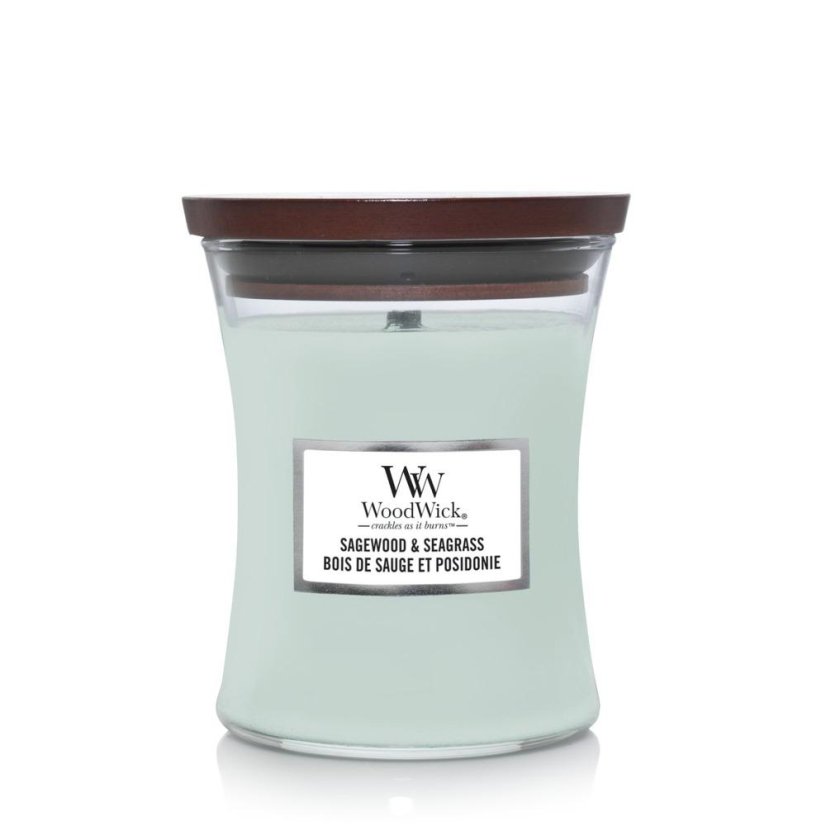 WoodWick-Kerze mittelgroß, Sagewood & Seagrass