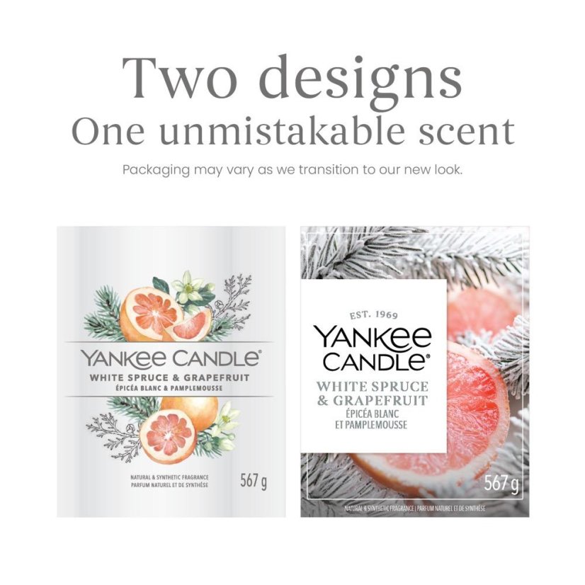 Świeczka Yankee candle w szklanym pojemniku, White Spruce & Grapefruit