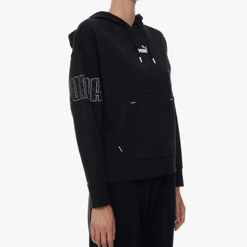Damen-Sweatshirt Puma Power Colorblock Stardust Hoodie - Farbe: Schwarz, Größe: L