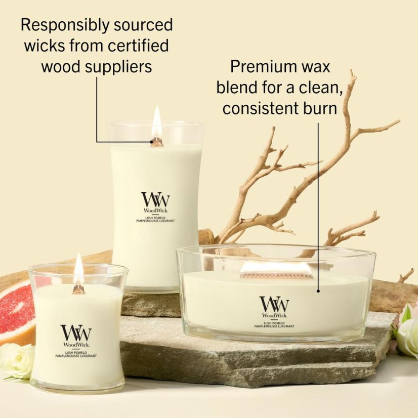 Świeca WoodWick mała, Lush Pomelo