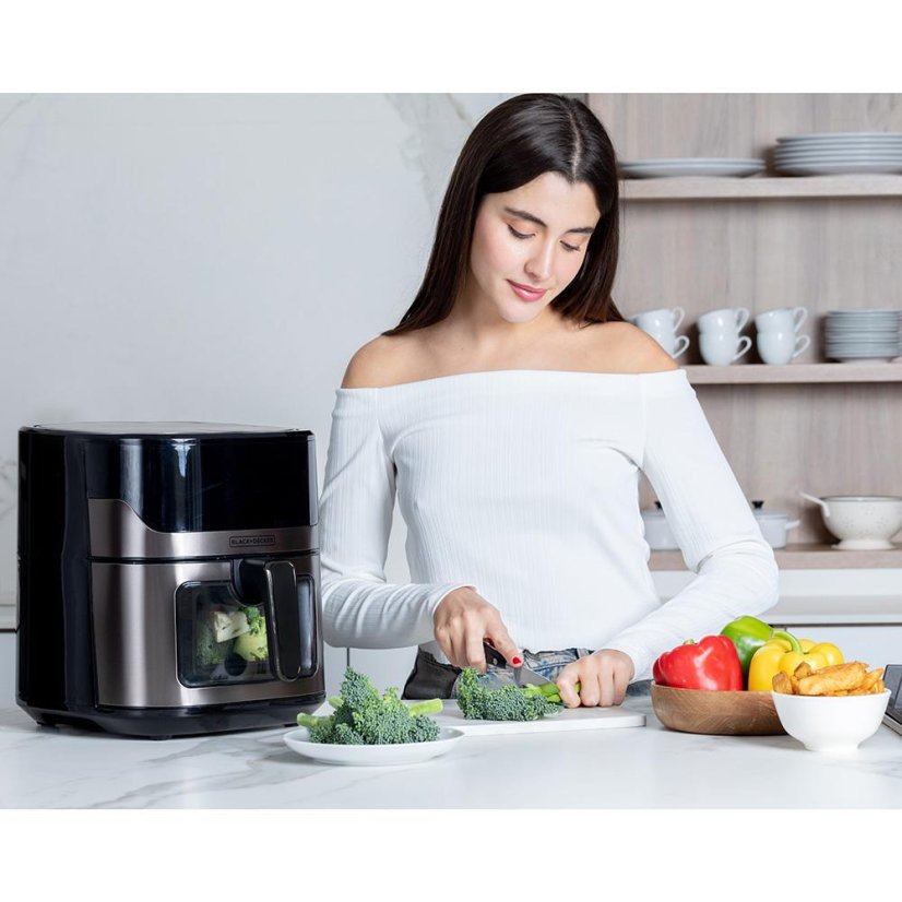 Heißluftfritteuse Black+Decker BXAF6500E schwarz-silber