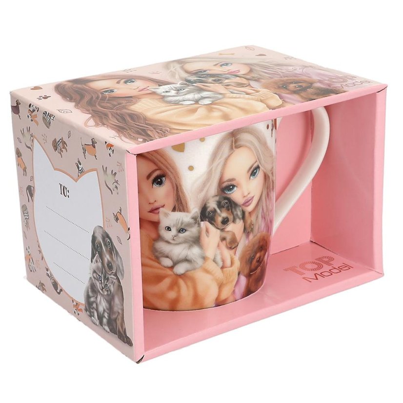 Porzellanbecher mit Widmung „Top Model Fur Ever Friends“