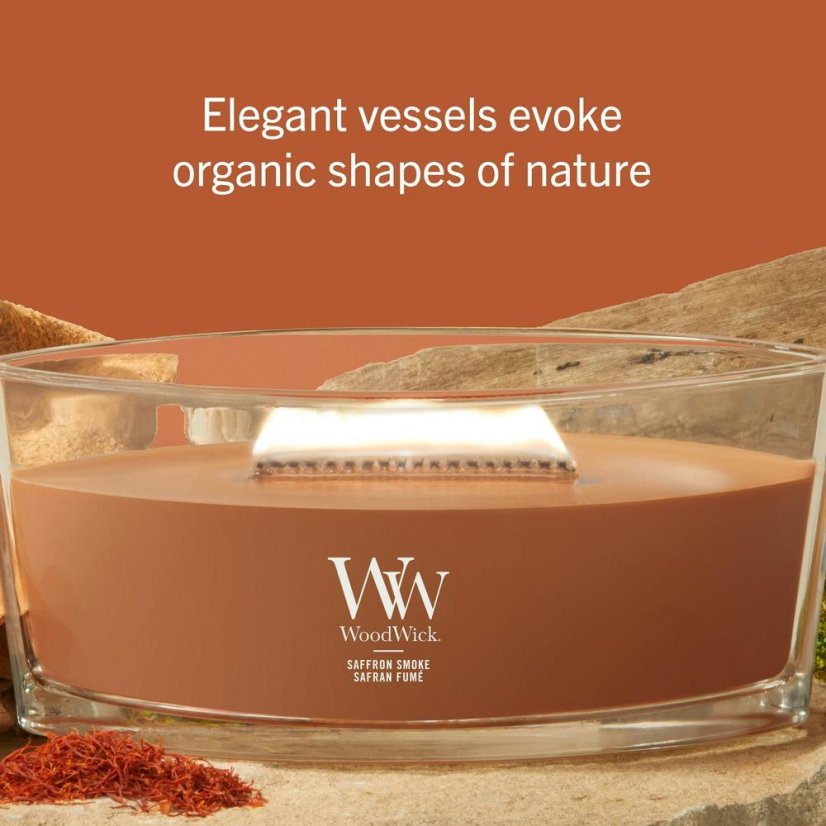 WoodWick-Kerze im Schiffchen, Saffron Smoke