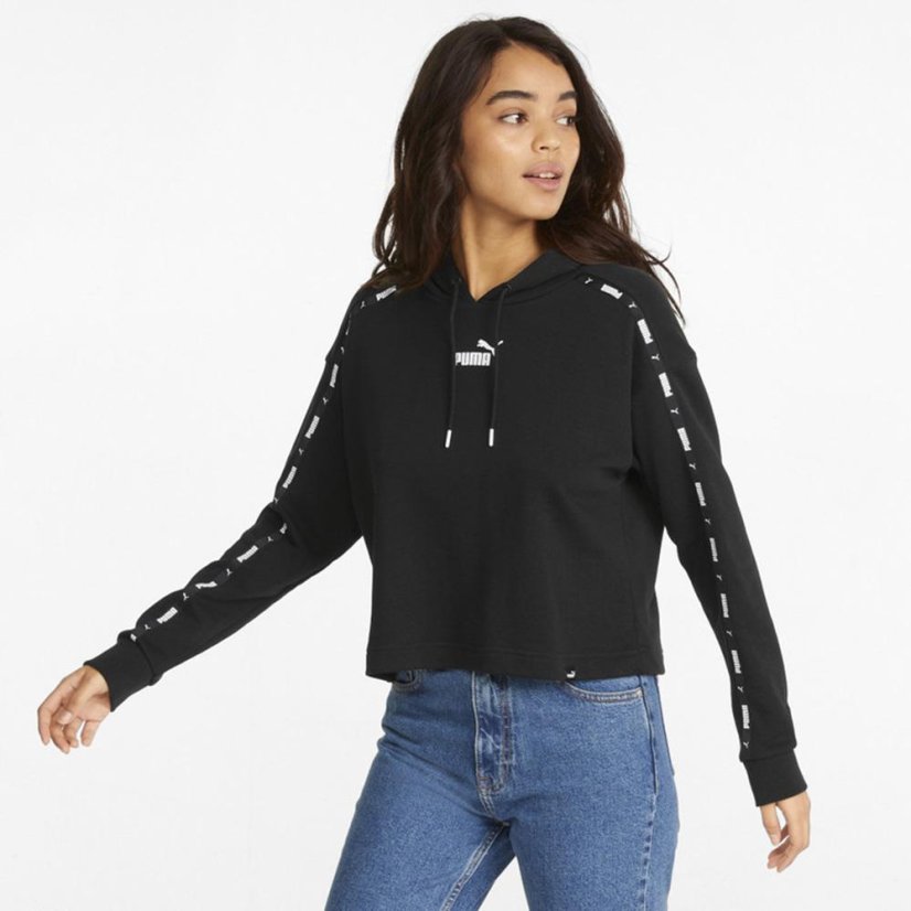 Damen-Sweatshirt Puma Power Tape Cropped - Farbe: Schwarz, Größe: S