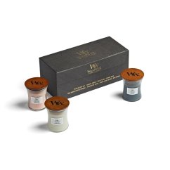WoodWick 3x Small Candle Gift Set, Coastal Sunset & Solar Ylang & Evening Onyx