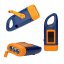 Adventure World LED Flashlight with Solar Panel, Blue-Orange