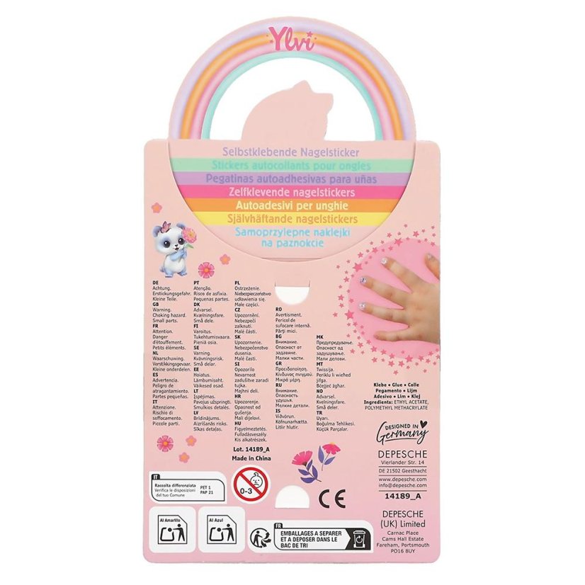 Ylvi Nail Sticker Set, Pink Background