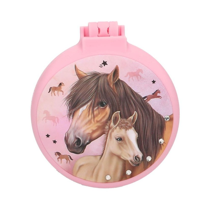 Top Model Foldable Hairbrush with Mirror, Pink