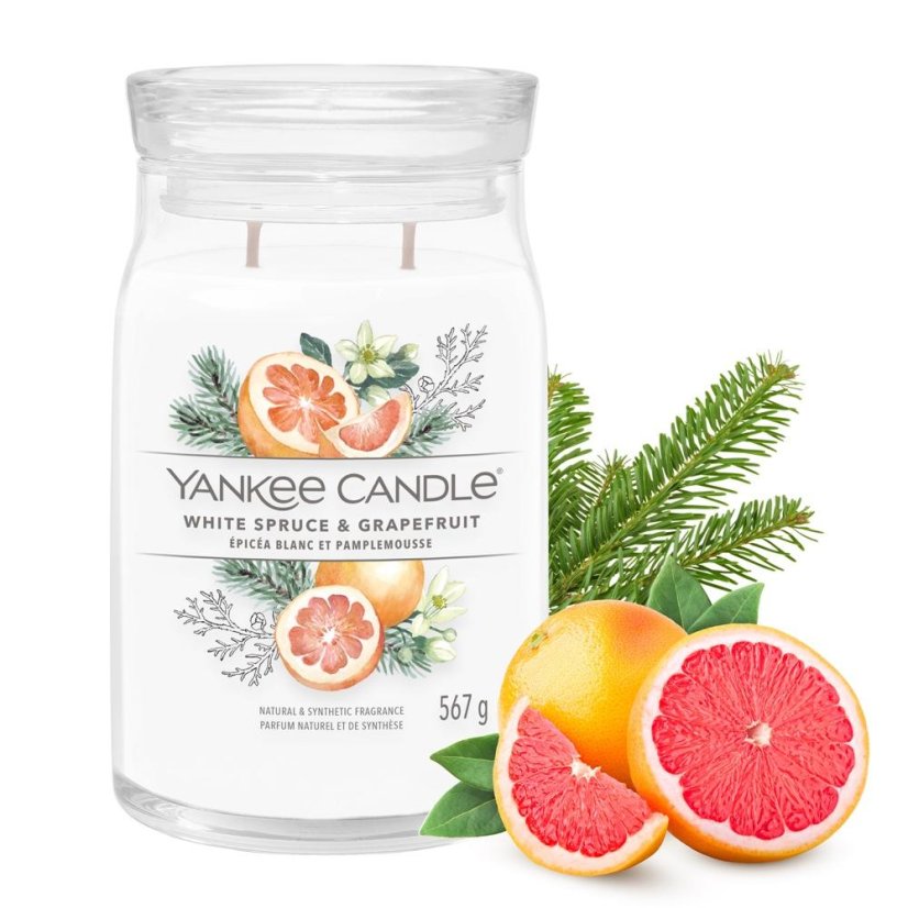 Yankee candle Signature Kerze, groß, White Spruce & Grapefruit
