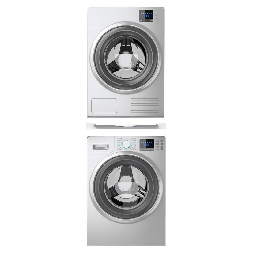 Universal spacer between washing machine and dryer with wooden shelf Meliconi Torre Green+, 656129 white