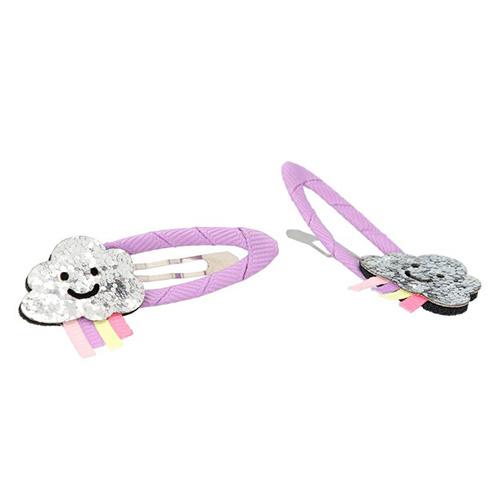 Princess Mimi hair clips, 2 pcs, Silver Cloud