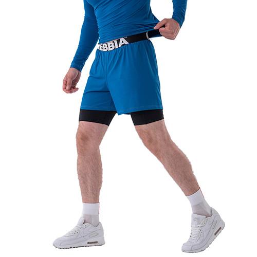 Nebbia Dvouvrstvé šortky s kapsami na mobil 318 modrá