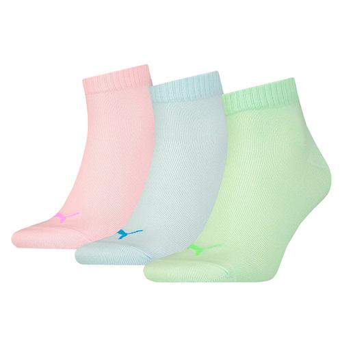 Puma dámské ponožky Quarter 3P 3 páry pohodlné a prodyšné dámské kotníkové ponožky v jemných pastelových barvách s decentním logem