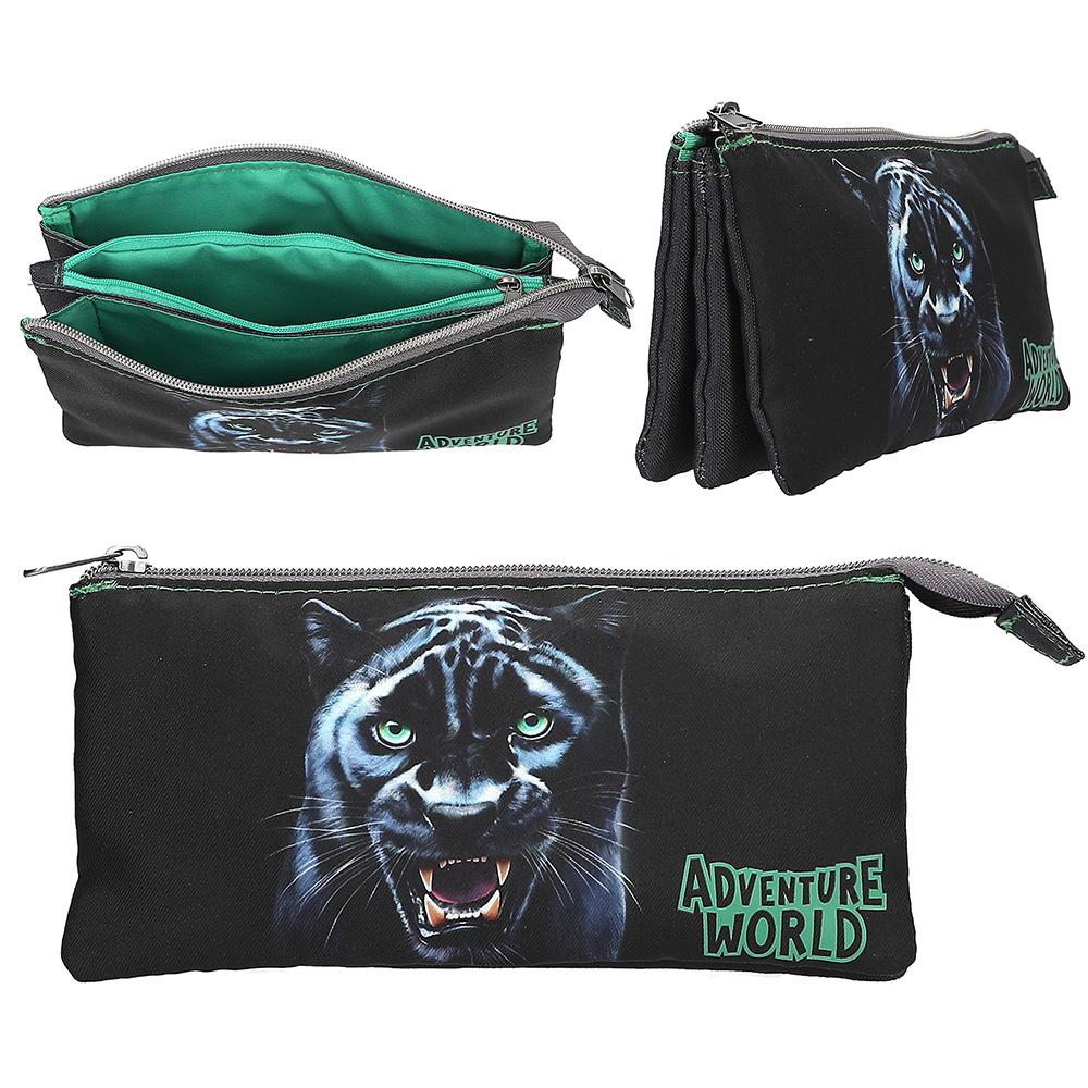 Školní penál na zip Adventure World Panther