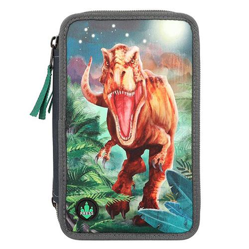 Třípatrový penál s výbavou Dino World T-Rex v noci