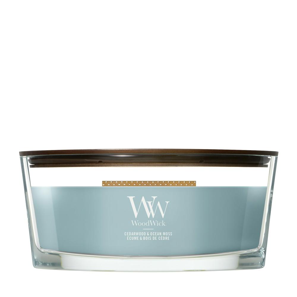 Svíčka WoodWick loď, Cedarwood & Ocean Moss