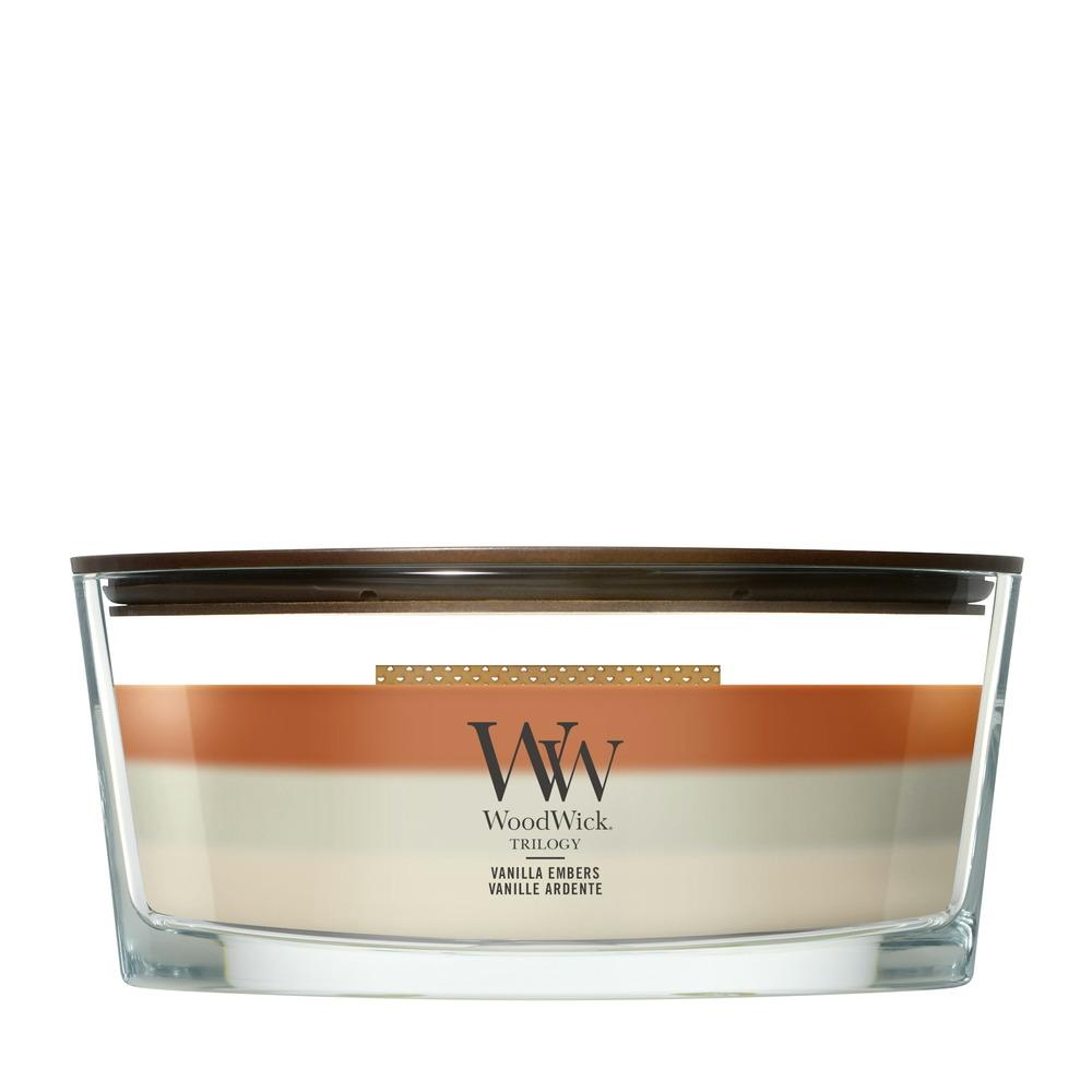 Svíčka WoodWick Trilogy loď, Vanilla Embers