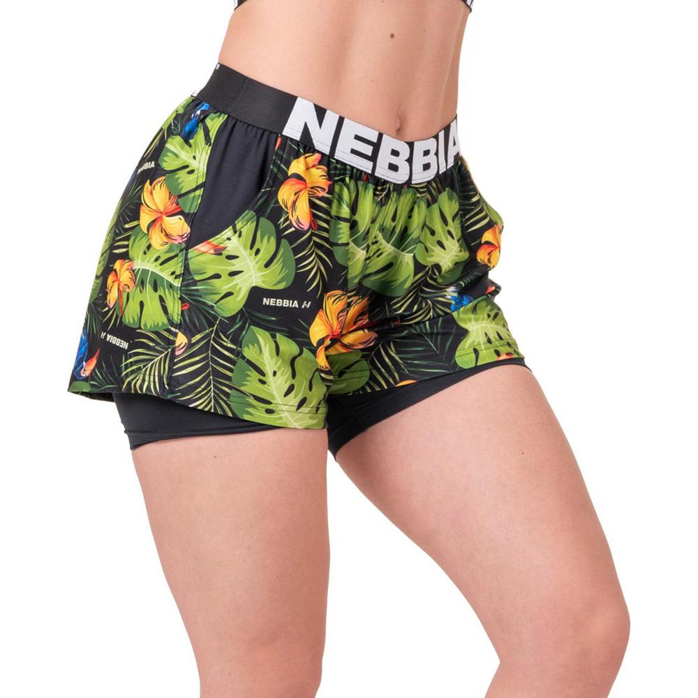 Levně Nebbia dámské šortky High Energy double layer green