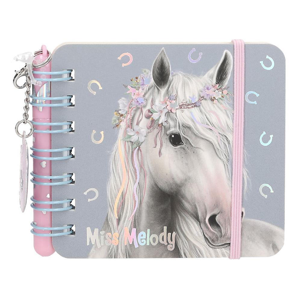 Levně Mini zápisník s kuličkovým perem Miss Melody, bílý koník