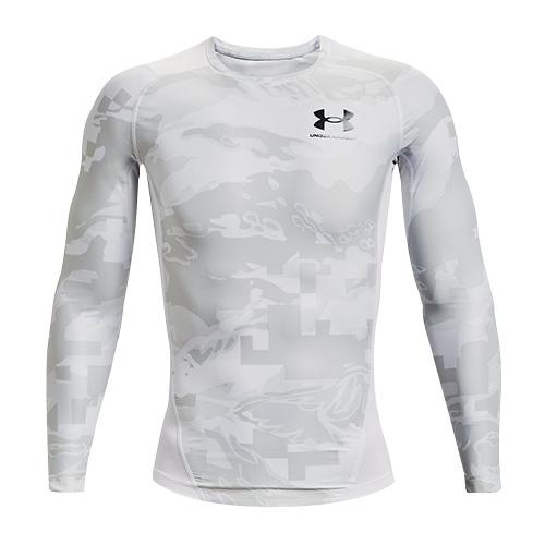 UA HG IsoChill Comp Print LS-WHT