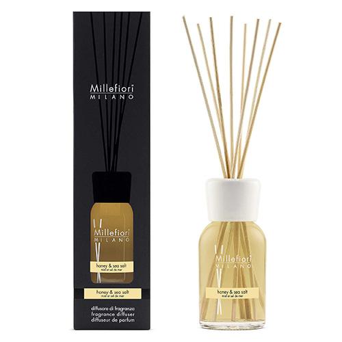 Levně Millefiori Milano Natural Honey & Sea Salt Med a mořská sůl Difuzér 250 ml + 8 stébel v délce 30 cm