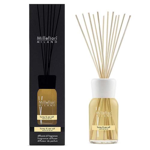 Levně Millefiori Milano aroma difuzér s tyčinkami Honey & Sea Salt Med a mořská sůl 500 ml