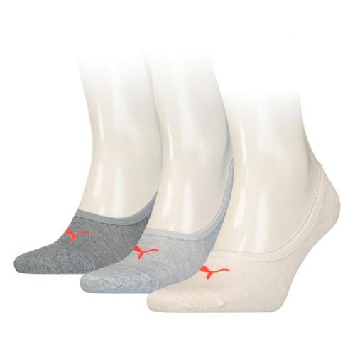 Puma dámské ponožky Footie 3P Footie 3 páry pohodlné a prodyšné nízké ponožky v praktickém balení po třech párech v šedé a krémové barvě s ikonickým logem