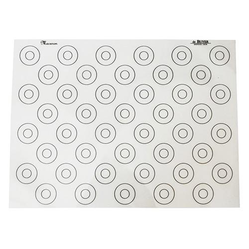 deBUYER silikonová pečící podložka na makronky se značkami, hladká, ø 10cm, 40x30cm, 1 ks
