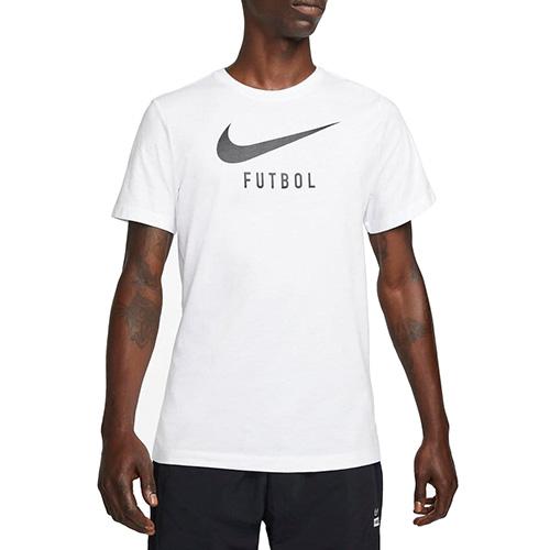 Nike pánské tričko Swoosh Soccer bavlněné triko s krátkým rukávem nápisem Futbol a logem