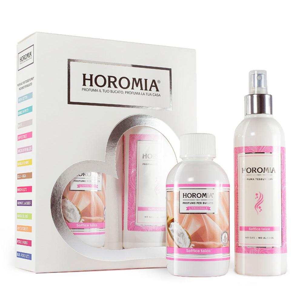 Horomia kazeta Horotwins Soffice Talco parfém na prádlo 250 ml + parfémový sprej na textil 250 ml