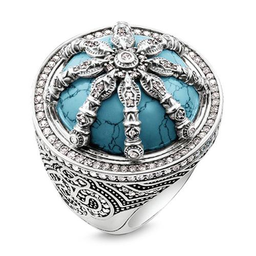 Thomas Sabo Prsten Tyrkysové kolo TR2025 646 17 52 Sterling silver blac